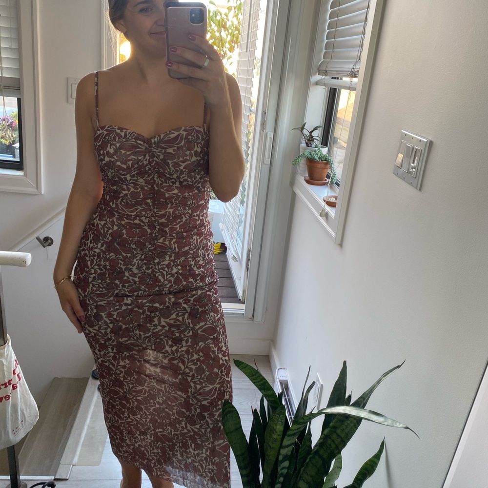BEC + BRIDGE
Red & Beige Priya Midi Dress